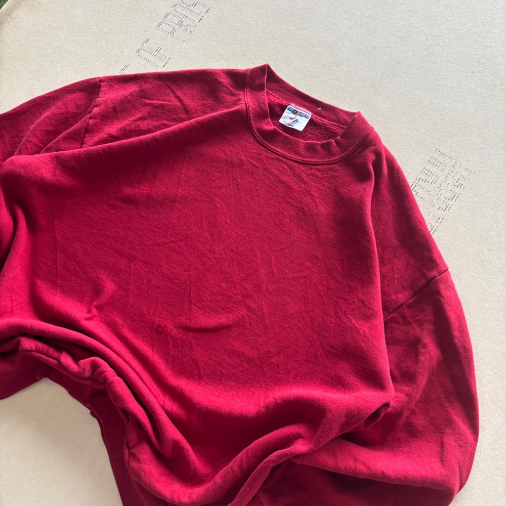 Vintage 90s Jerzees Red Blank  Crewneck